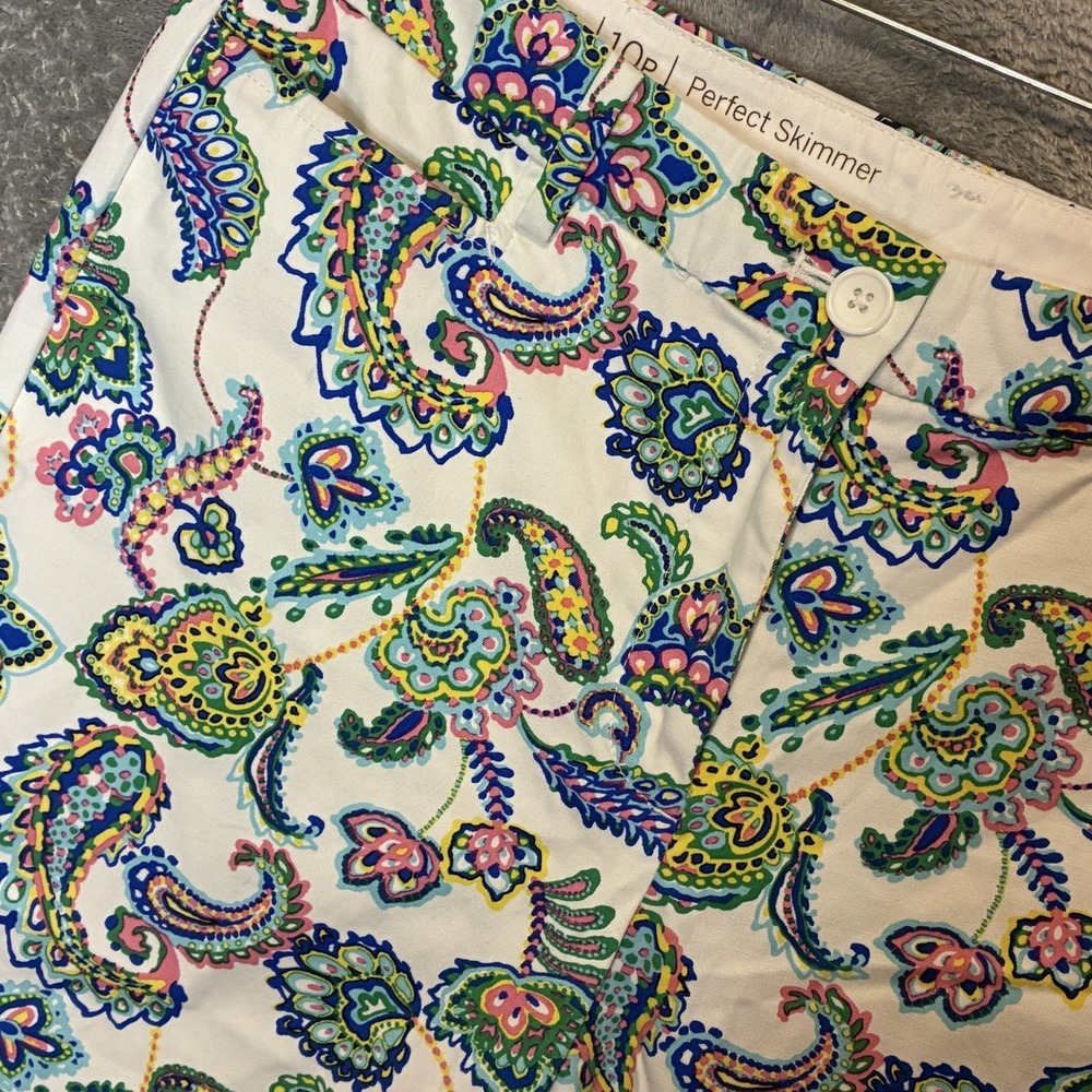 Talbots Womens Paisley Perfect Skimmer 10P Colorful Coastal Grandma Capri Pant